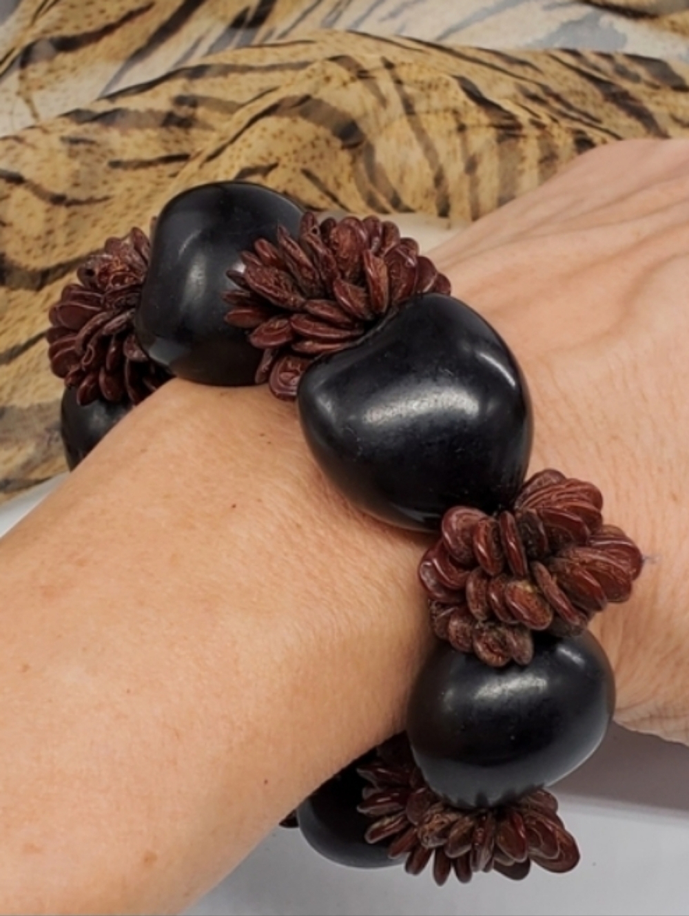 Boho Jewelry African Tropical Palm Seeds Wood Ethnic Tribal Bracelet